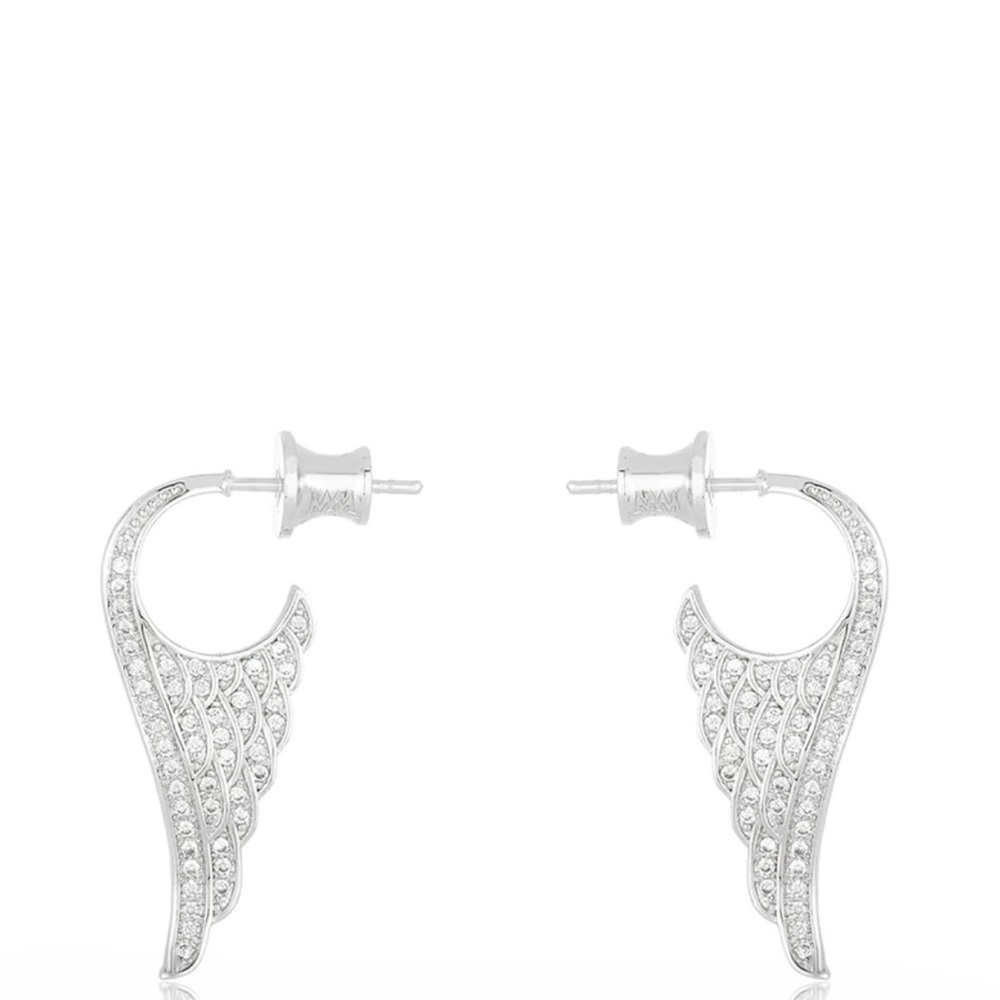 Melinda Maria silver and white diamondette angel earrings